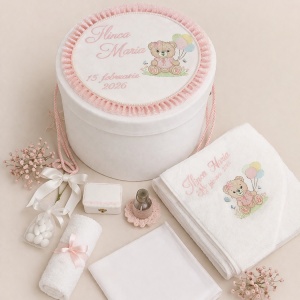 Trusou de botez Baby Bear Ivoire