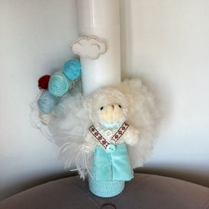 Lumanare botez Baby Bear Aqua