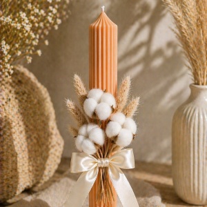 Lumanare de botez canelata Cotton Flower Orange