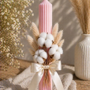 lumanare-botez-cotton-flower-roz