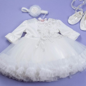 Set botez 3 piese, aplicatie dantela ‘Ice Beauty’ - Img 3