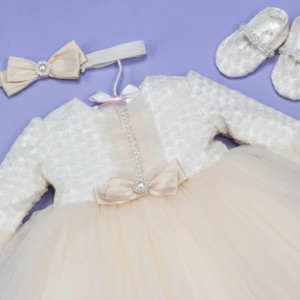 Set botez 3 piese dantela si tulle Moondust - Img 2