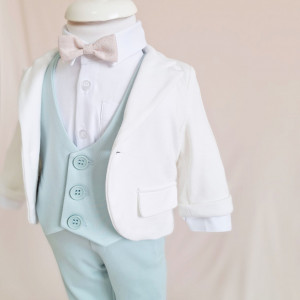 costume botez baieti verde deschis