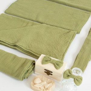 Trusou botez lux din muselina khaki - Img 6