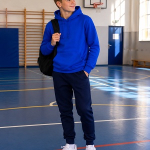 Hanorac unisex scoala cu gluga albastru regal