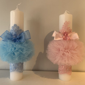 Lumanare botez Crystal Bear roz - Img 2