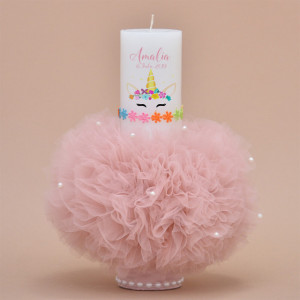 Lumanare de botez personalizat Unicorn Fluff