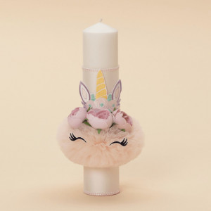 Lumanare de botez tematica unicorn Chloe