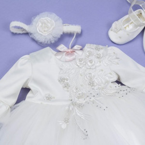 Set botez 3 piese, aplicatie dantela ‘Ice Beauty’ - Img 4