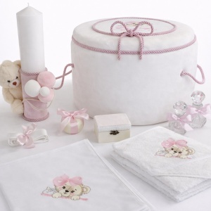 Trusou de botez complet Velvet Bear ivoire