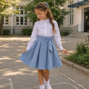 Fusta scoala pliuri Adelle Baby Blue