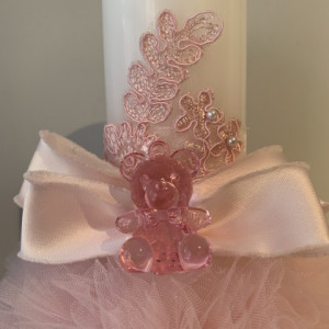 Lumanare botez Crystal Bear roz - Img 3