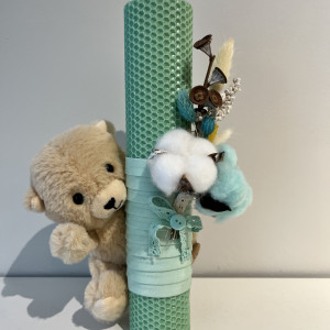 Lumănare botez din ceara naturala Mintgreen