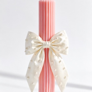 Lumanare de botez Pearl Bow Coral