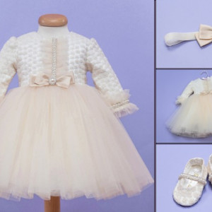 Set botez 3 piese dantela si tulle Moondust