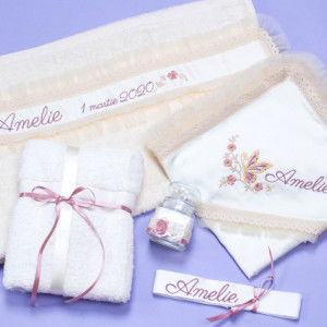 Trusou botez Fluturele roz
