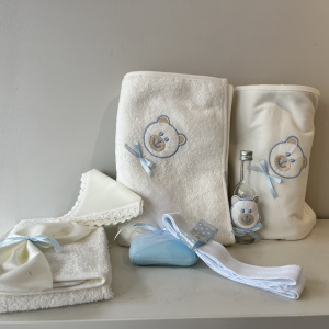 Trusou botez Happy Bear albastru deschis