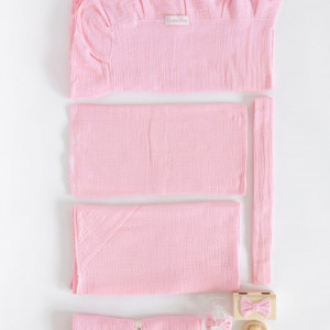 Trusou botez lux din muselina pink - Img 2