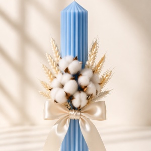 Lumanare de botez Cotton Flower Blue