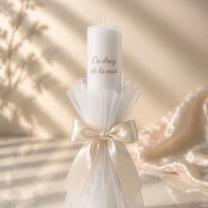 Lumanare de botez personalizata White