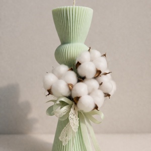 Lumanare de botez tip clepsidra Cotton Flower Mint