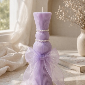 Lumanare de botez tip clepsidra Pearl Violet