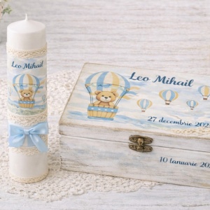 trusou botez cutie lemn balon