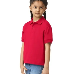 Tricou polo scoala unisex Gildan rosu
