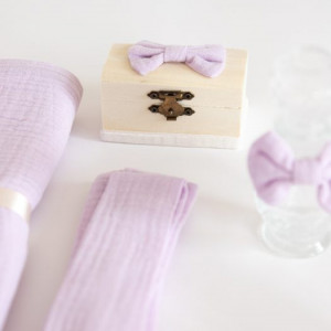 Trusou botez lux din muselina lavender - Img 3