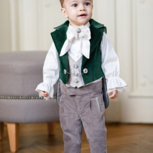 Costum botez baieti Velvet Green - Img 2