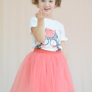 Fustita din tulle Karina Living Coral - Img 4