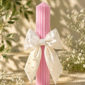 Lumanare de botez Pearl Bow Pink