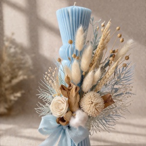 Lumanare de botez tip clepsidra Bleu