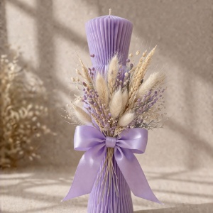 Lumanare de botez tip clepsidra Bow Violet