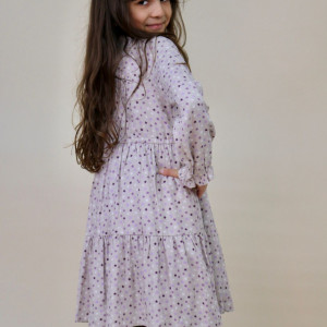 Rochie bej cu stelute mici iDo 7565 - Img 6