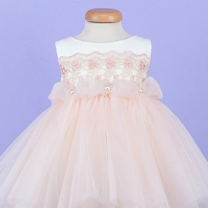 Rochita botez cu aplicatie dantela Juicy Blush - Img 2