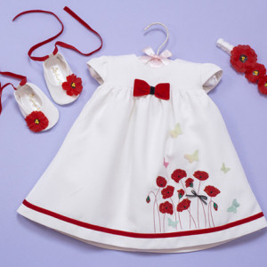 Set botez 3 piese brodat Poppy Field