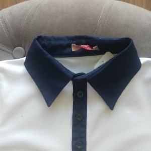 polo scoala alb cu bleumarin