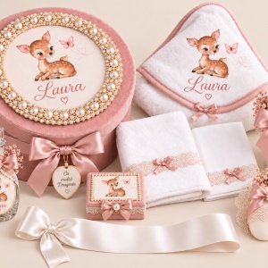 Trusou botez fetite cu Caprioara Pink