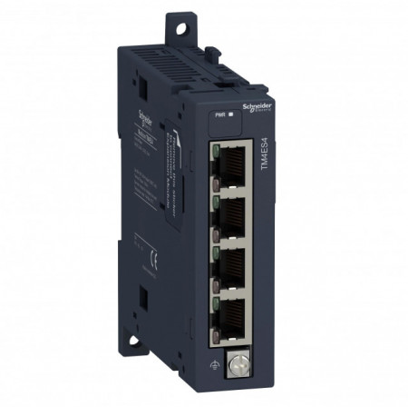 Modul de extensie Schneider TM4ES4, switch Ethernet industrial fără management, 4 porturi Ethernet
