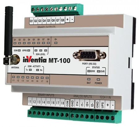 Modul I/O inteligent Inventia MT-100, 8DI-DO/2AI 4-20mA, GSM, logger, PLC