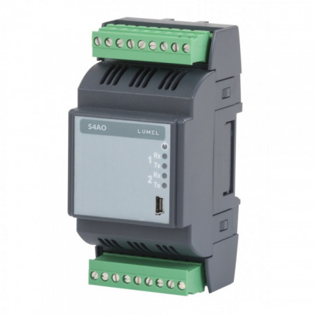 Modul adresabil 4 ieșiri analogice LUMEL S4AO, ieșiri în curent sau tensiune, MODBUS RTU/ASCII, RS485