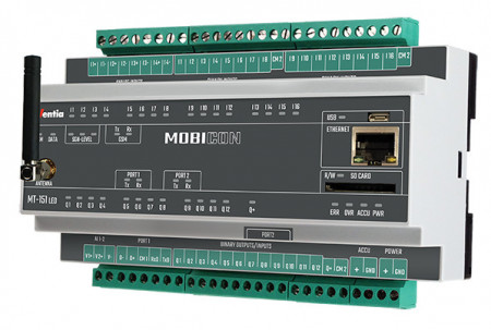 Modul telemetrie Inventia MT-151 LED V2, 16 intrări binare, 4AI 4-20 mA / 2AI 0-10V, 12 ieșiri binare, dual SIM 3G, Ethernet, RS232/485, Modbus TCP/RTU