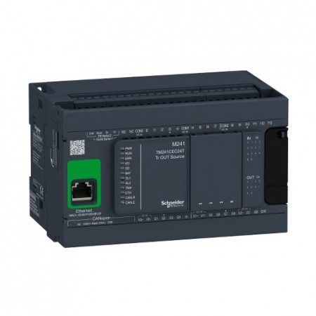 PLC SCHNEIDER ELECTRIC TM241CEC24T, 14DI/10DO, iesiri tranzistor, CANopen, Ethernet, port serial (RJ45), alimentare 24 VDC