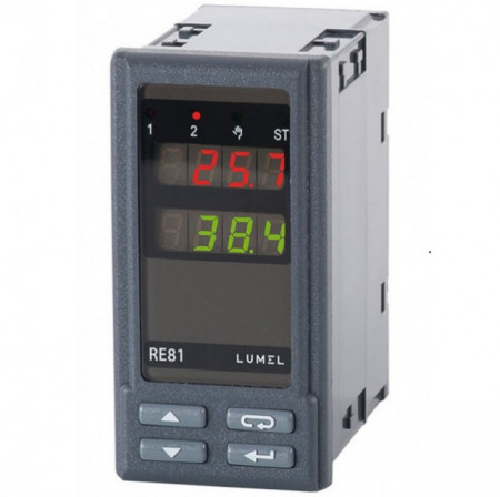 Regulator de temperatură digital Lumel RE81, intrare PT100, 2 ieșiri în releu, alimentare 230 Va.c.