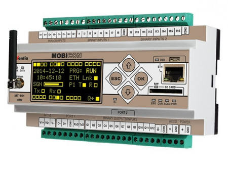 Modul telemetrie Inventia MT-151 HMI V3, 16 intrări binare, 4AI 4-20mA / 2AI 0-10V, 12 ieșiri binare, dual SIM 4G, Ethernet, RS232/485, Modbus TCP/RTU