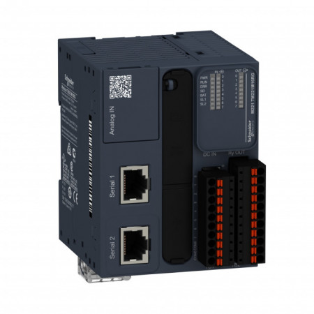 PLC SCHNEIDER ELECTRIC TM221M16RG, 8DI/8DO, iesiri releu, 2 porturi seriale (RJ45), block terminal detasabil, alimentare 24 VDC