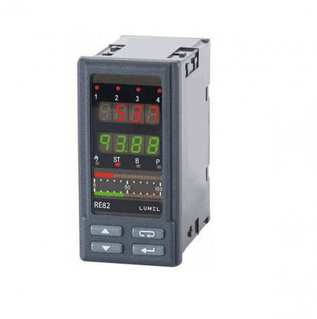 Regulator de temperatura LUMEL RE82, MODBUS RTU, intrare universala de temperatura, 1 intrare binara, 4 iesiri in releu, RS485, alimentare 85-253 VAC/VDC