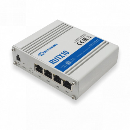 Router industrial Teltonika RUTX10, 4 porturi Ethernet, WIFi, Bluetooth, MODBUS, intrare și ieșire digităla, carcasă metalică