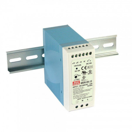 Sursă de alimentare Mean Well MDR-60-48, ieșire 48V, 1.25A, 60W, montaj pe șinăDIN